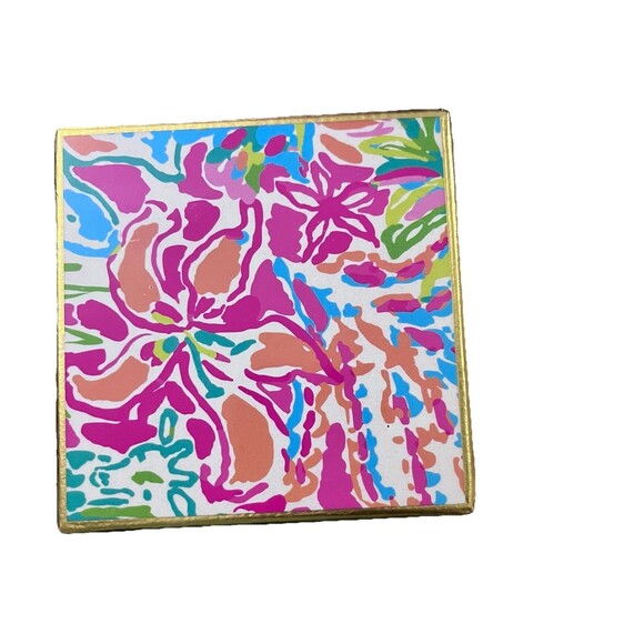 Lilly Pulitzer Small Trinket Jewelry Box Floral Tropical Lined Hot Pink - Picture 6 of 8